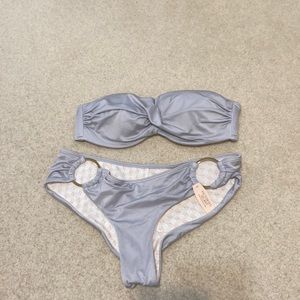 NWT Victoria’s Secret Strapless Bikini Silver and Gold size M